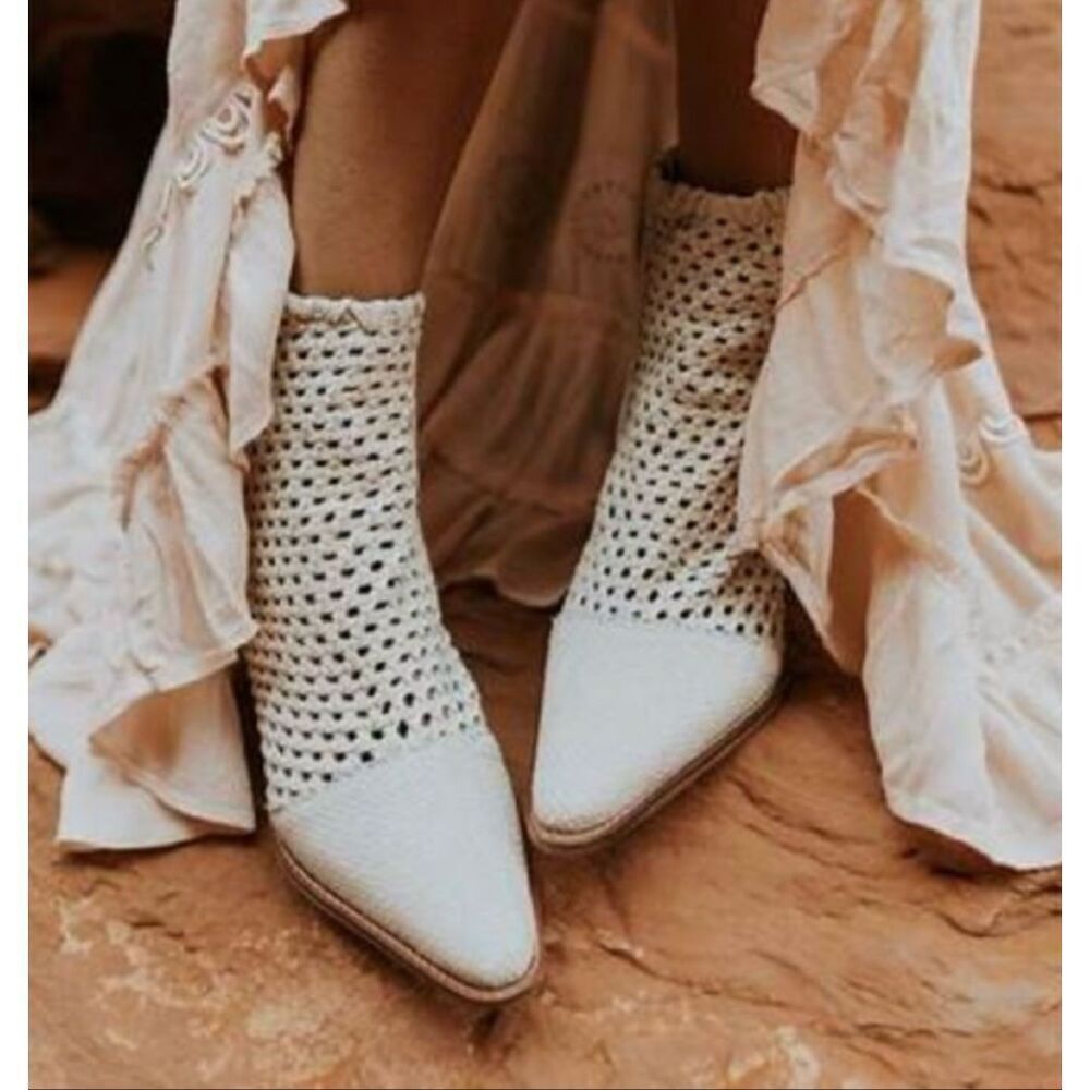 Free People In The Loop Woven Leather Pointed Ankle Boots Women's 39 (8.5US)
